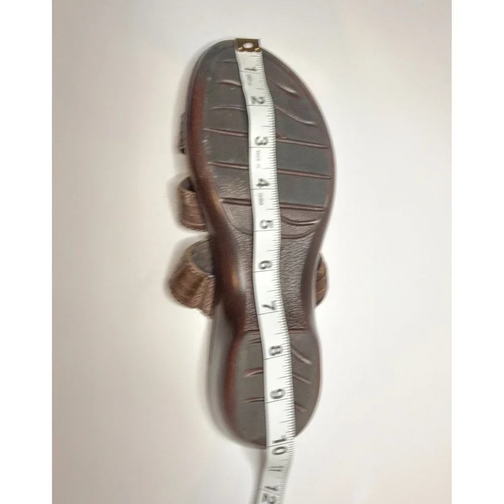 Clarks Brown Leather‎ Slide Sandals Women's 8M Woven Strap Comfort Cushioned